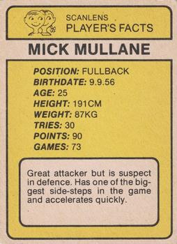 1981 Scanlens #67 Mick Mullane Back